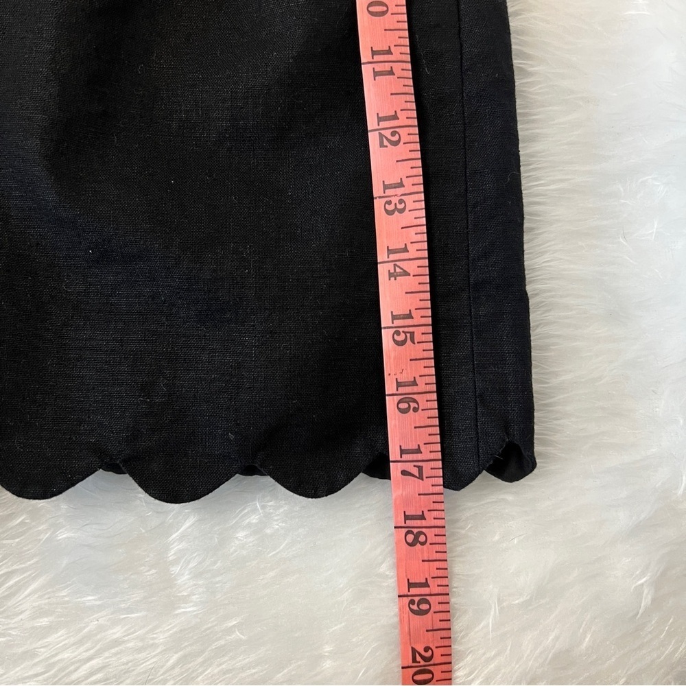 J. Crew Factory Black Scalloped Hem Elastic Waist Linen Blend Aline Skirt sz 6 - Picture 8 of 8